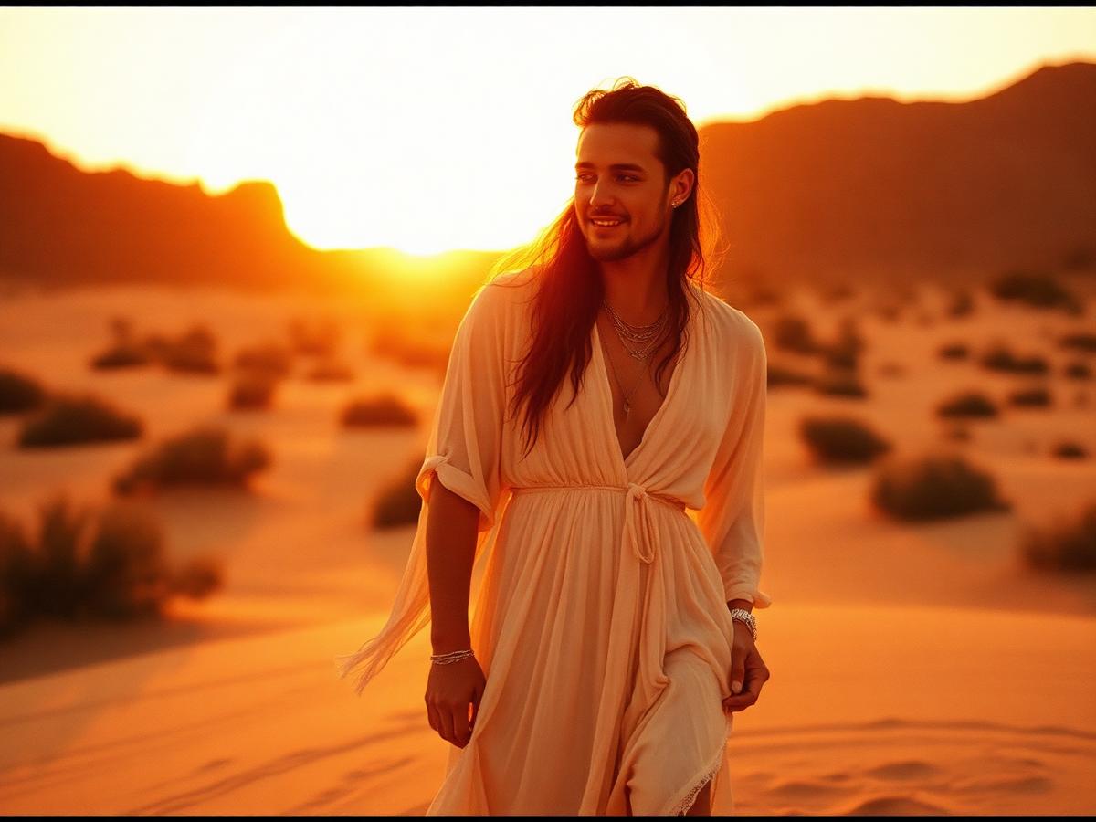 Couple at desert sunset